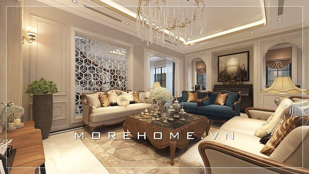 Mẫu sofa màu xanh hiện đại, trẻ trung